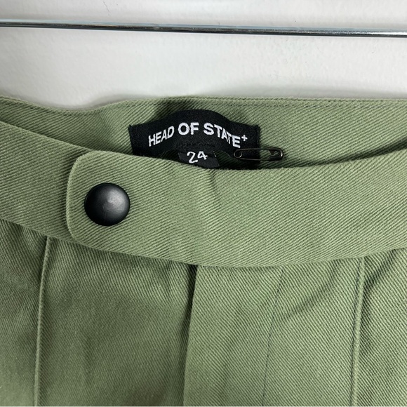 Head Of State Ogun Flare Cargo Zip Cut Out Trousers Size 24 Green - Picture 5 of 9